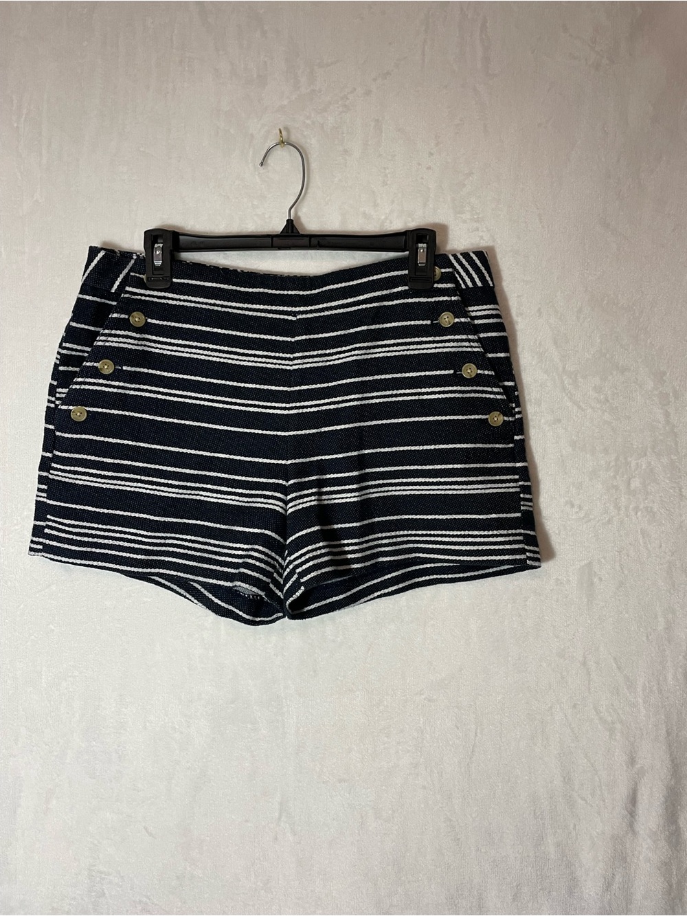 Banana Republic Navy and White Striped Twill Shorts